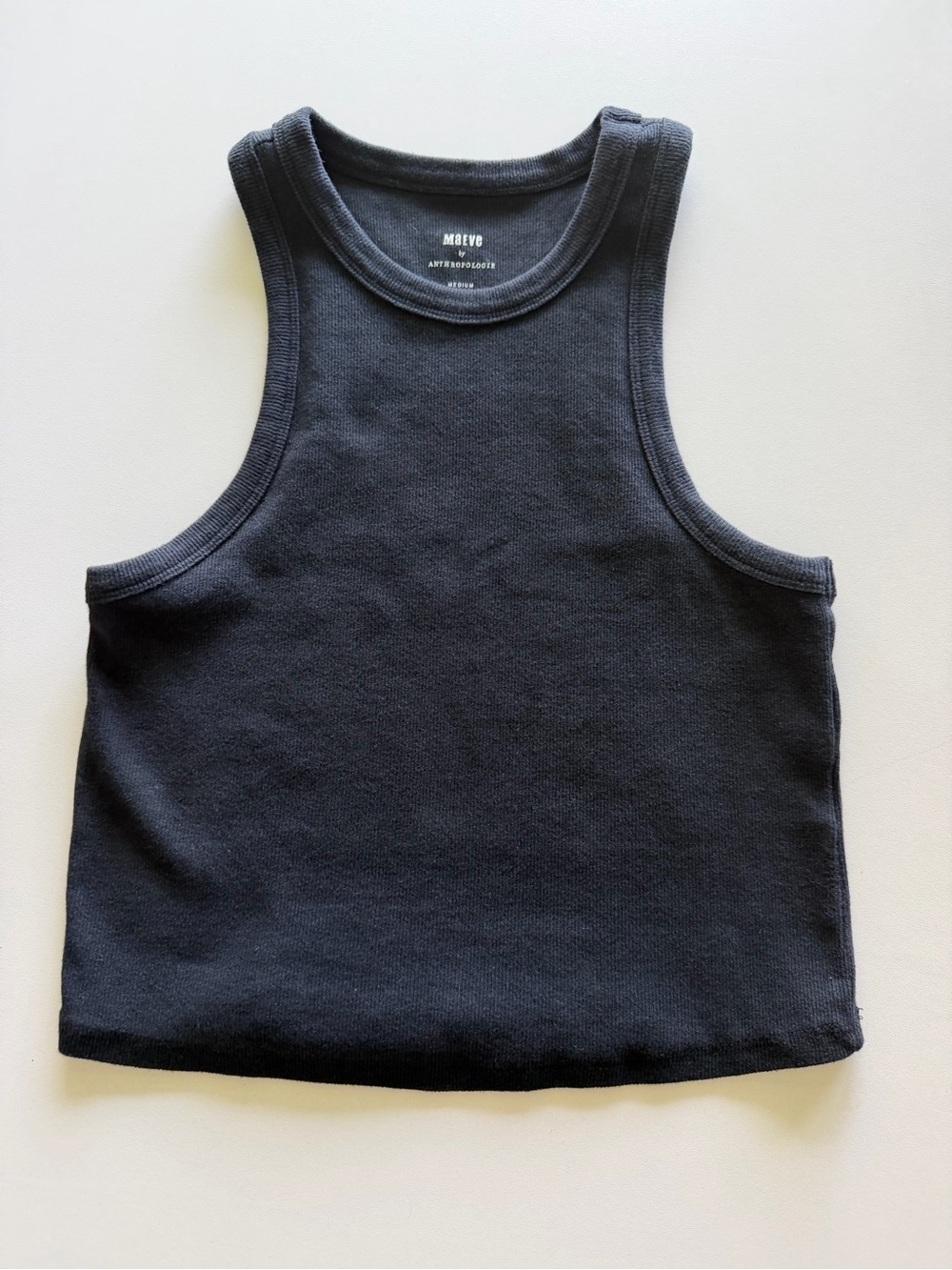 Anthropologie Black Ribbed Cropped Tank